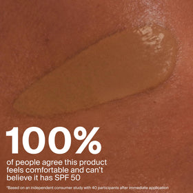Supergoop! SPF 50 label close-up emphasizing broad-spectrum protection