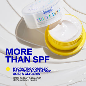 Supergoop! product on hand spread showing fast absorption and non-greasy benefit