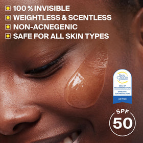 Supergoop! gel texture close-up highlighting weightless absorption benefit