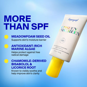 Supergoop! ingredient showcase with chamomile and meadowfoam for soothing hydration