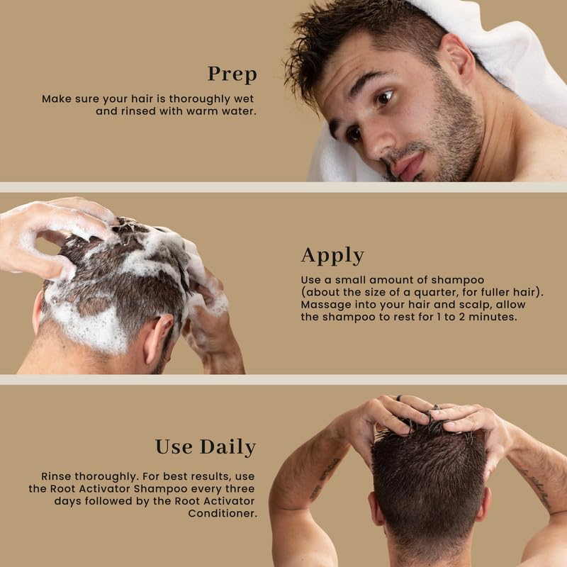 Superior Mane being applied in a shower emphasizing scalp activation benefit