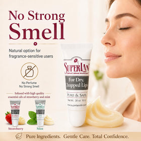 superlan balm applied on lips for rapid moisture relief