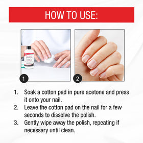 SuperNail acetone soaked cotton removing polish demonstrating fast dissolving action