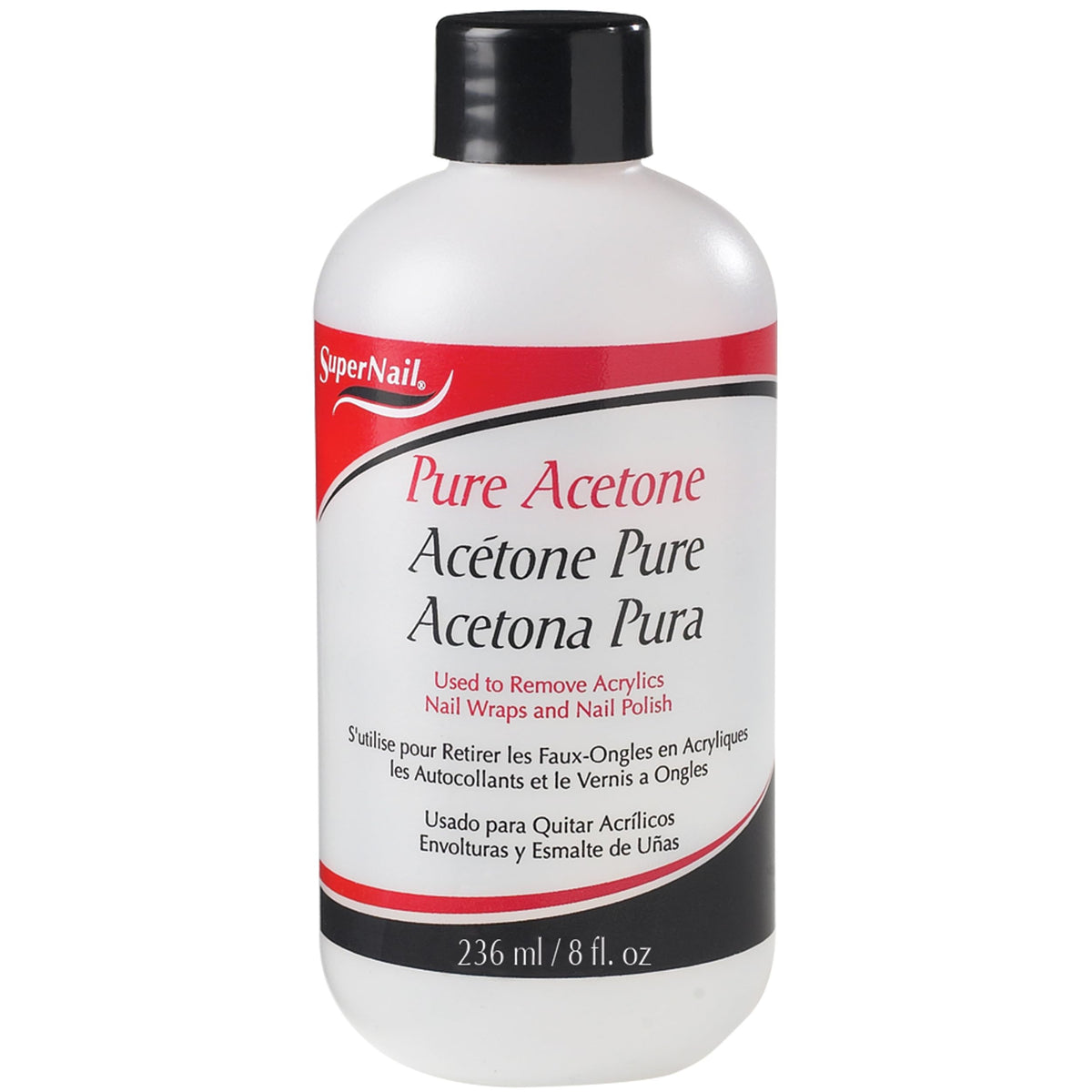 SuperNail front label on 8 oz bottle showing product and quick removal benefit
