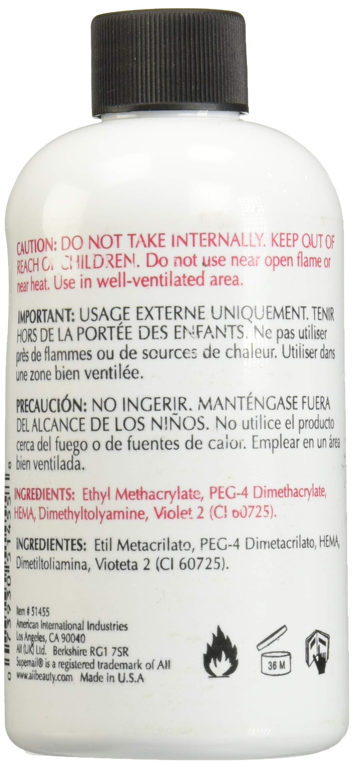 SuperNail liquid pour close-up highlighting clear monomer and controlled flow