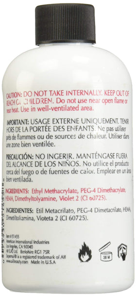 SuperNail liquid pour close-up highlighting clear monomer and controlled flow