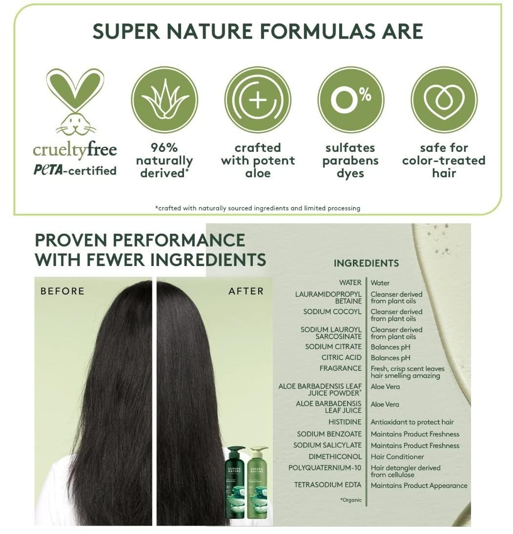 Supernature conditioner smoothing wet hair in shower, detangles and softens