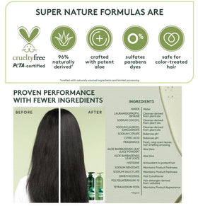 Supernature conditioner smoothing wet hair in shower, detangles and softens