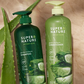 Supernature shampoo lather texture close-up, gentle foam for thorough cleanse
