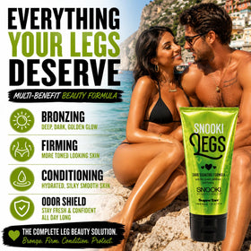 Supre Snooki before and after legs showing deeper-looking tan benefit