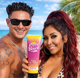 Supre Snooki used on model at beach showing bronzed, natural-looking glow
