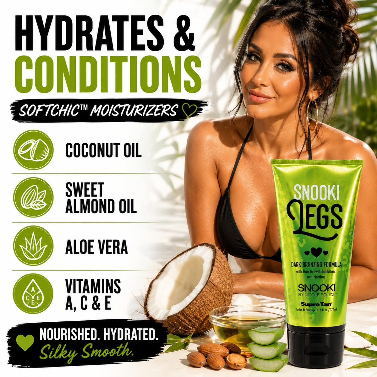 Supre Snooki ingredients label highlighting vitamins and conditioning oils