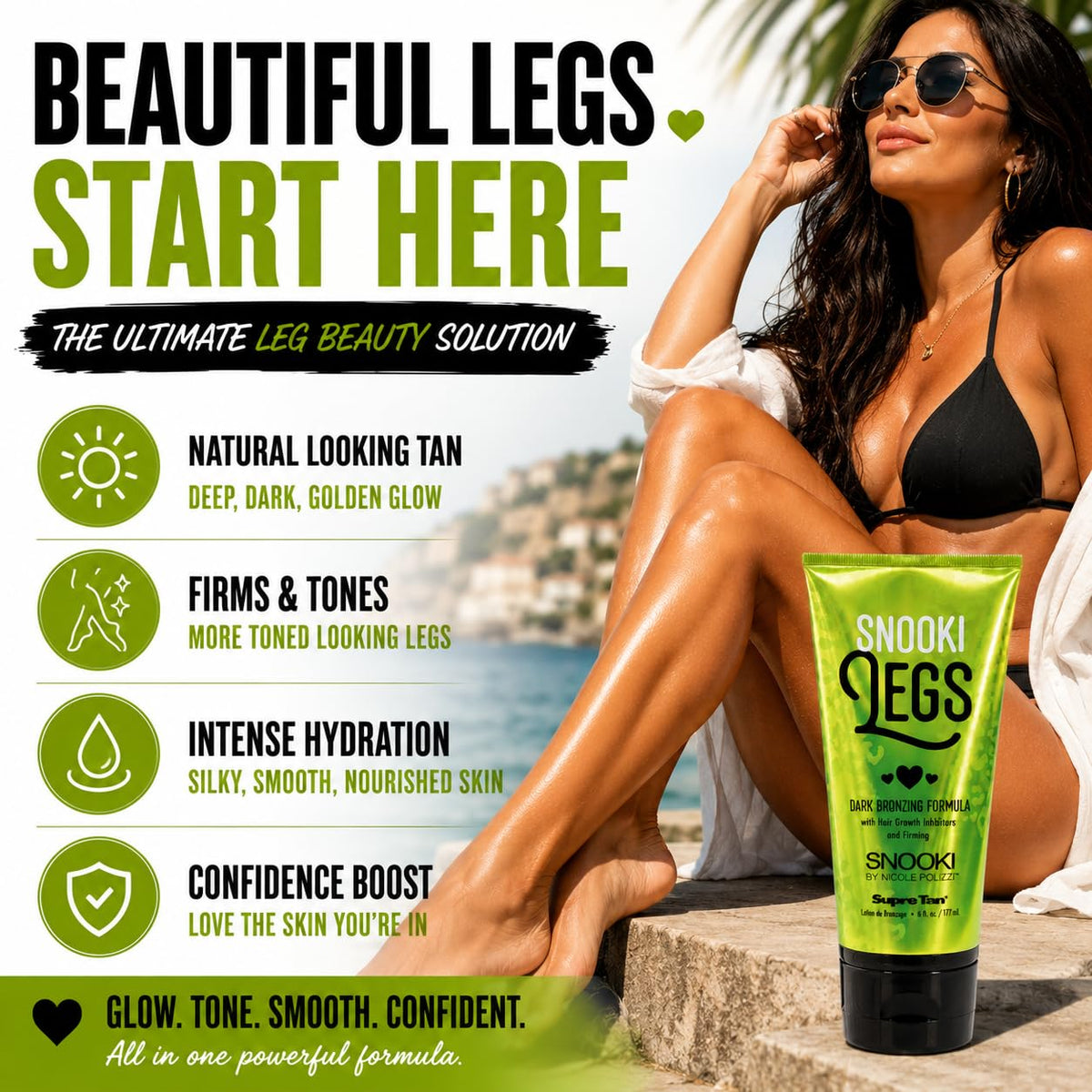 Supre Snooki in a beach lifestyle scene suggesting radiant, tanned look