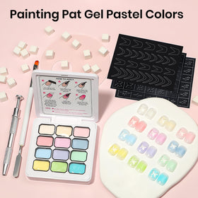 SUPWEE twelve pastel gel bottles fanned out showing vibrant pigmentation and color range