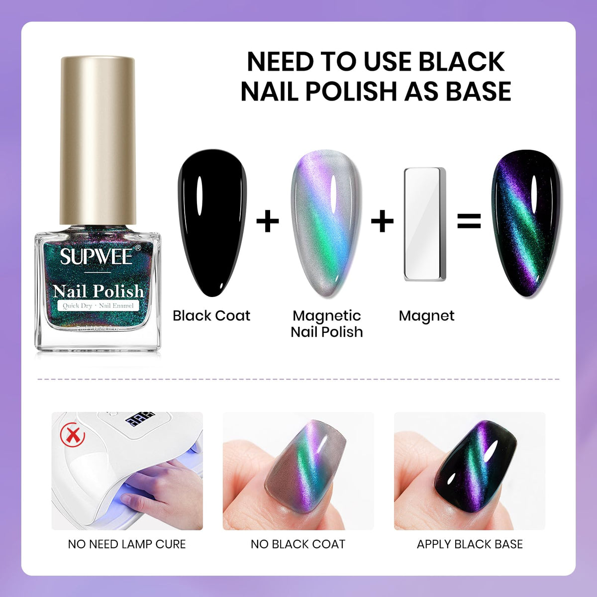SUPWEE black base with cat eye bottles ready to intensify magnetic effect