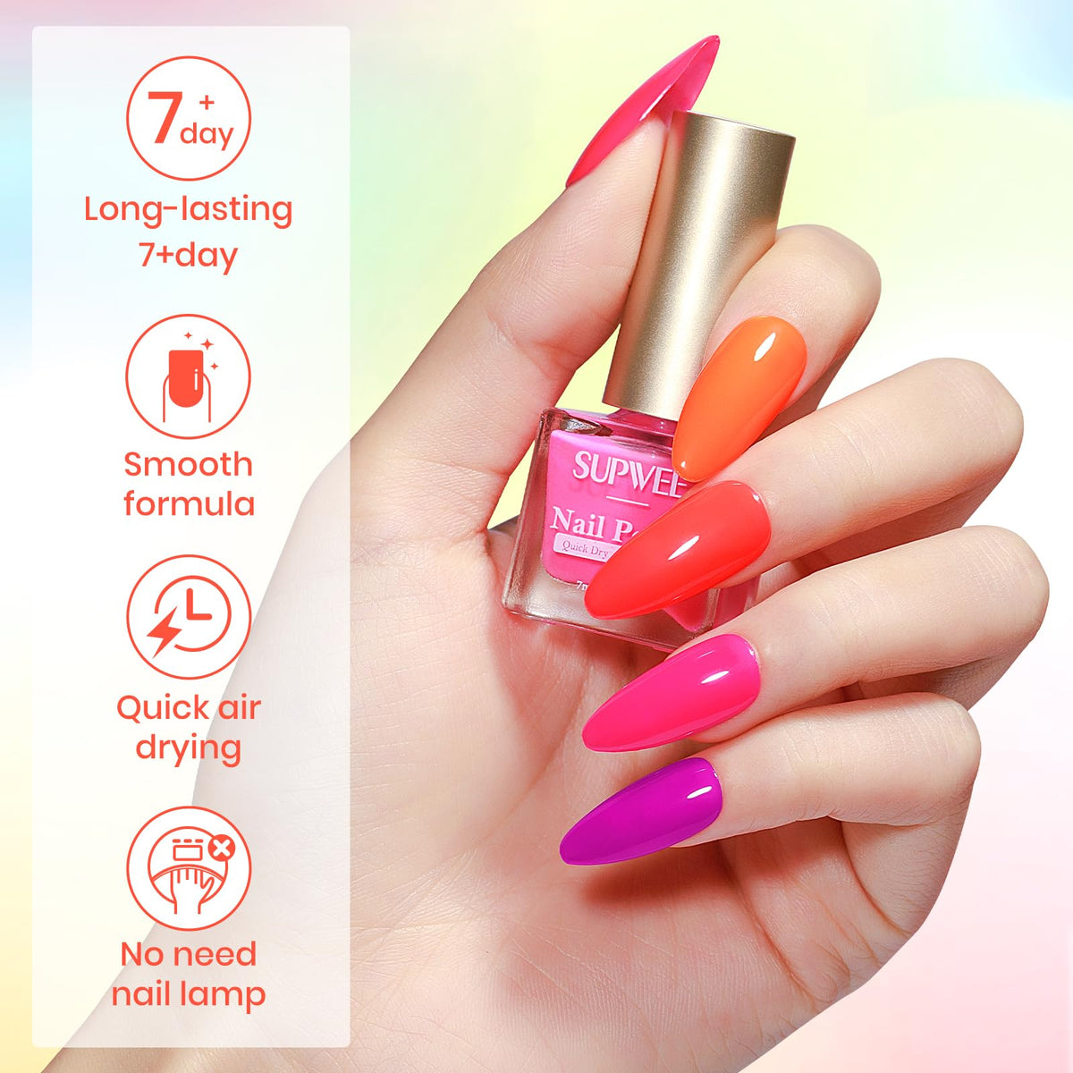 SUPWEE brush applying polish close-up demonstrating smooth glide and even coverage