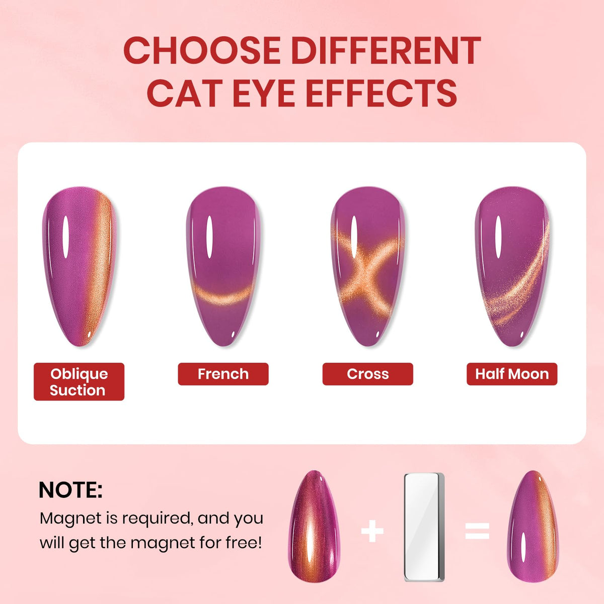 SUPWEE magnet held over wet polish showing how to create cat eye effect