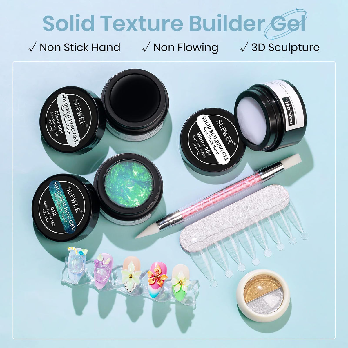 SUPWEE clear gel close-up texture demonstrating smooth non-sticky sculpting