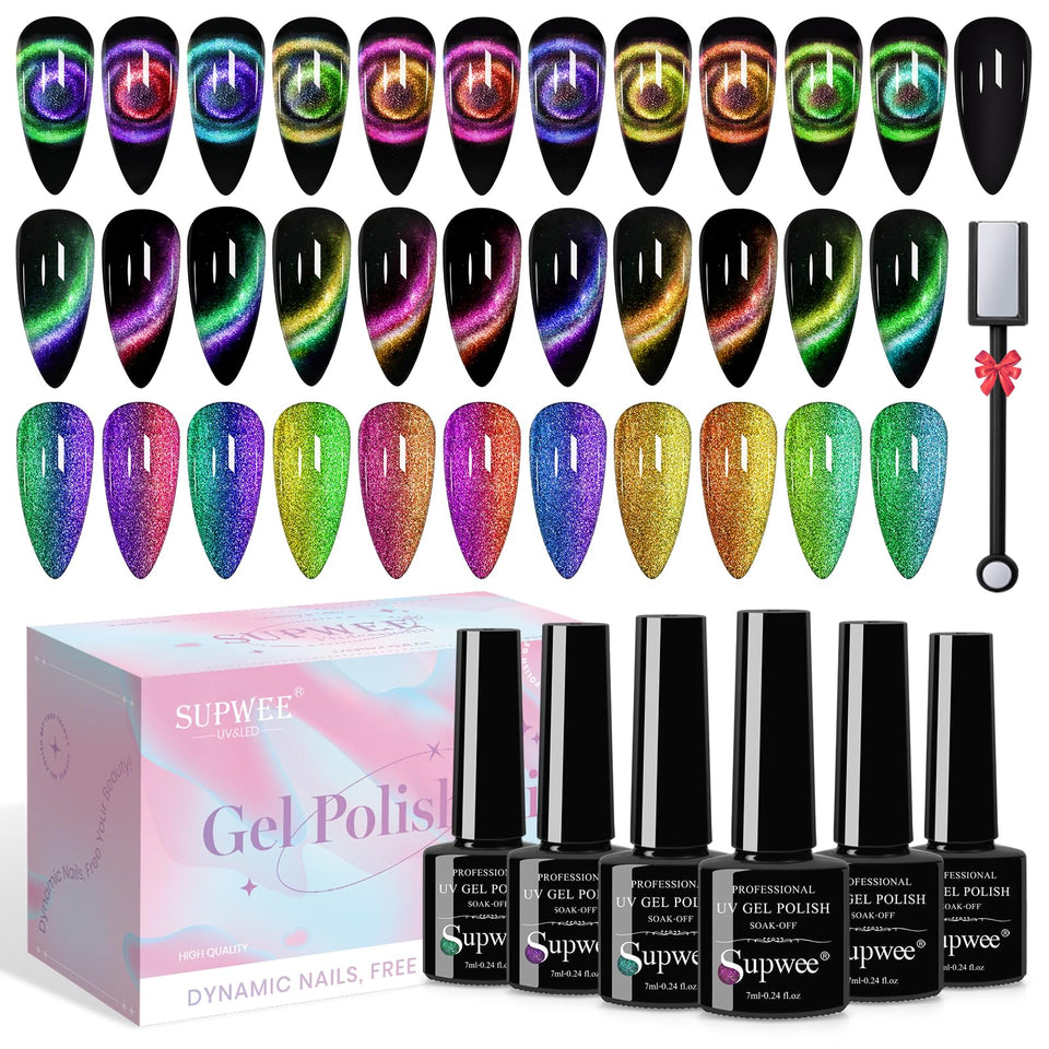 SUPWEE front packaging showing full 12-color magnetic gel set and gift box benefit
