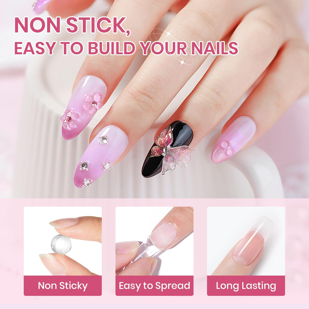 SUPWEE sculpting gel applied on nail demonstrating easy shaping benefit