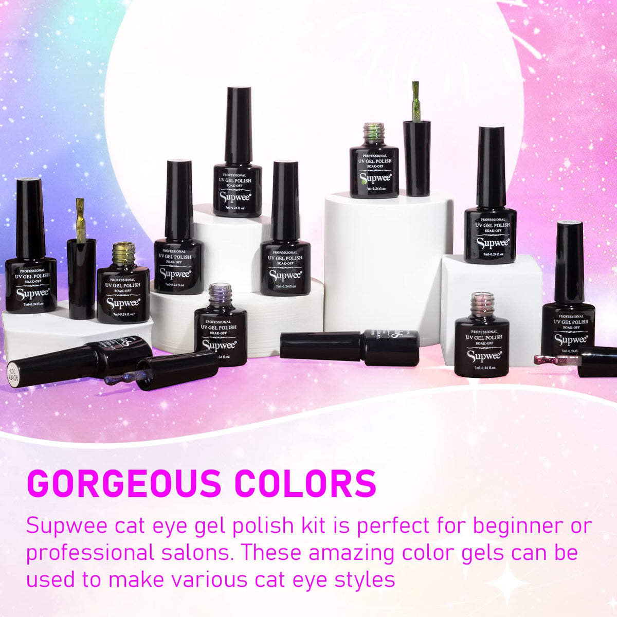 SUPWEE lifestyle galaxy manicure worn on hand to highlight vibrant color shifts