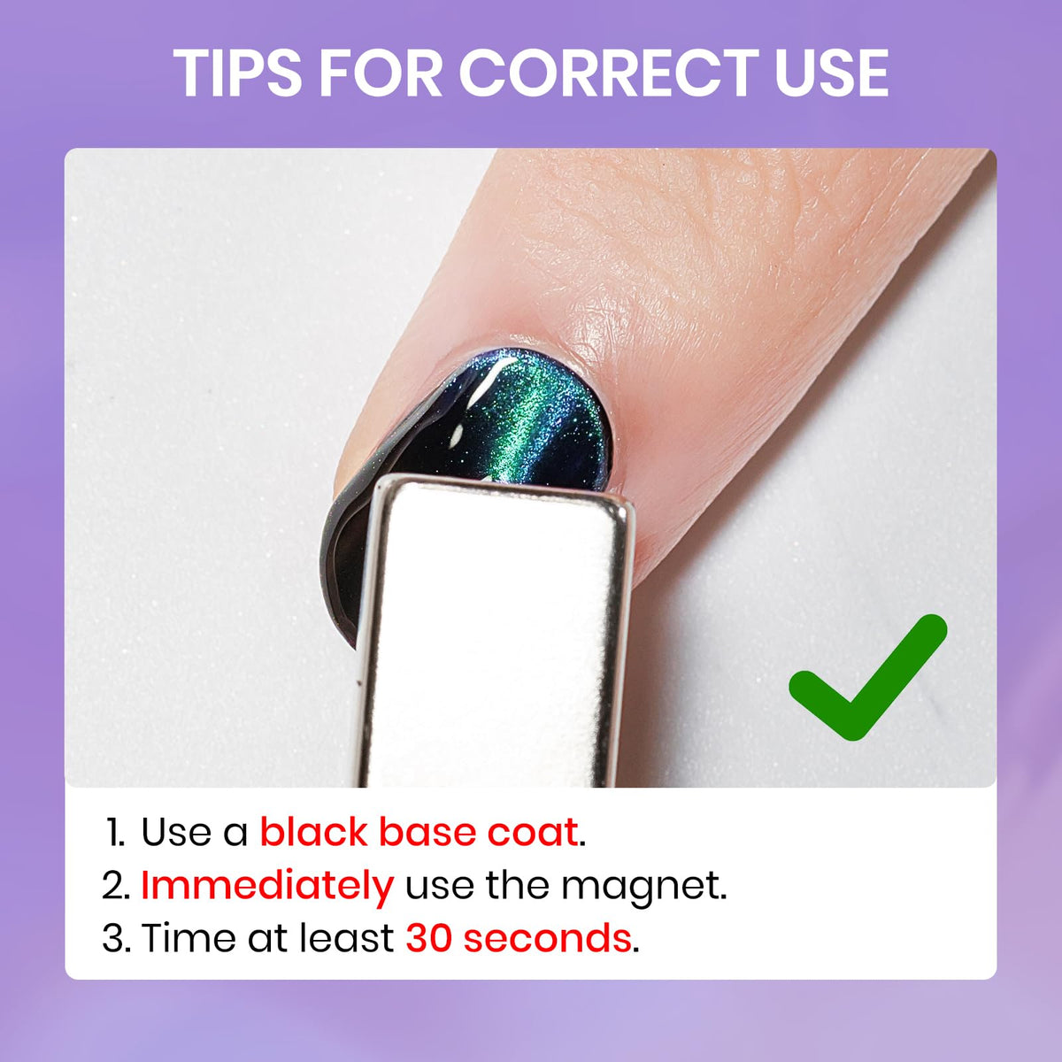 SUPWEE magnet held over wet polish demonstrating easy at-home technique