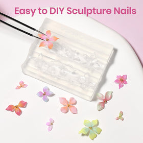 SUPWEE nail art tools and rhinestones displayed with powders for complete decoration