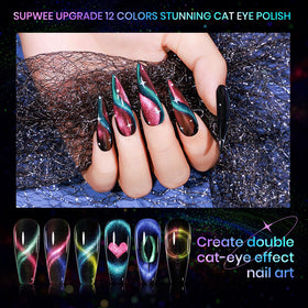 SUPWEE nail in use with magnet forming cat-eye stripe benefit easy effect