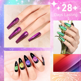 SUPWEE nail in use with magnet producing galaxy effect for salon-quality finish