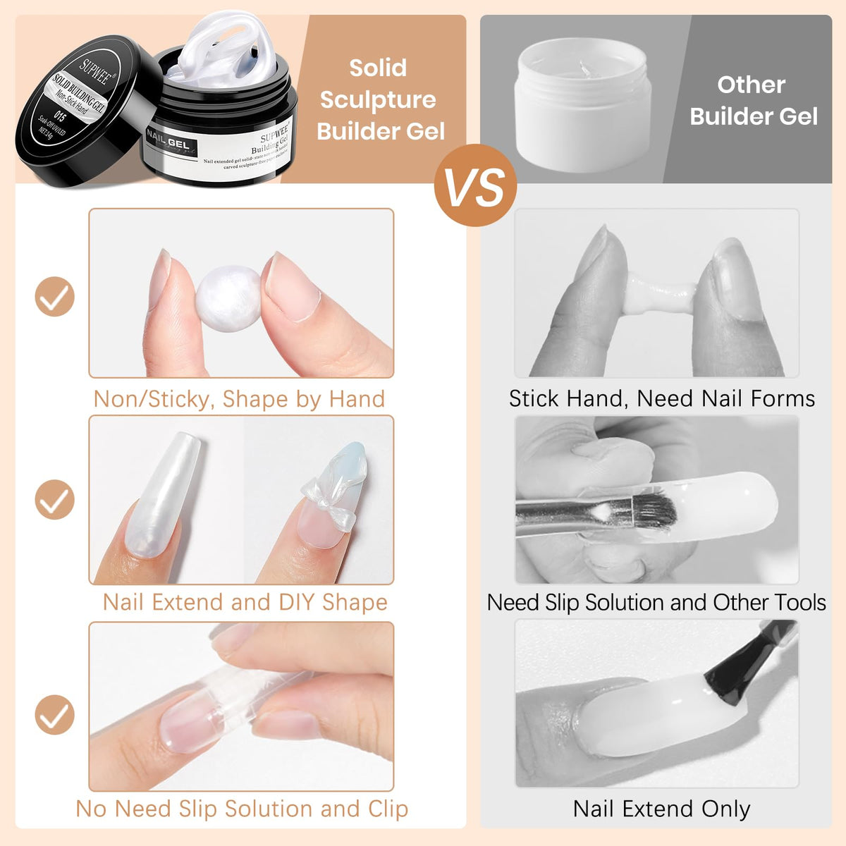 Hand using SUPWEE gel to sculpt 3D nail for precise detailing
