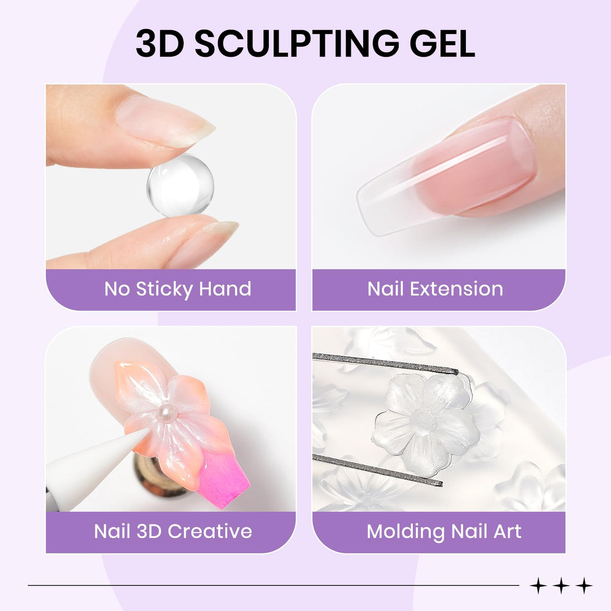 SUPWEE gel sculpted on nail showing raised 3D detail benefit