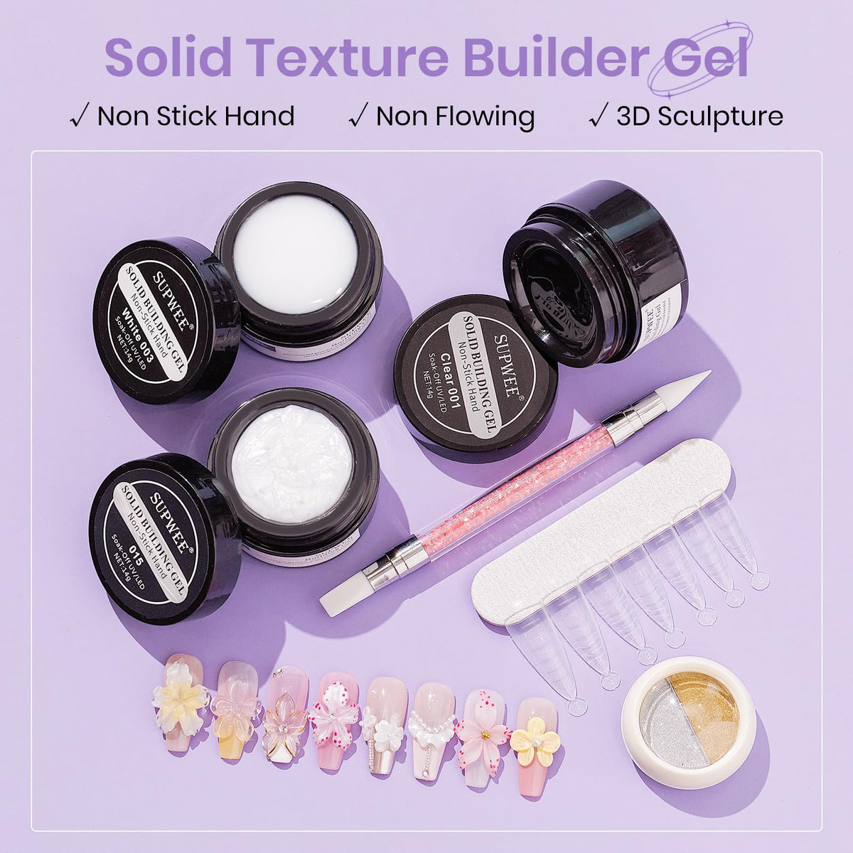 SUPWEE gel texture close-up showing smooth non-sticky finish for precise sculpting