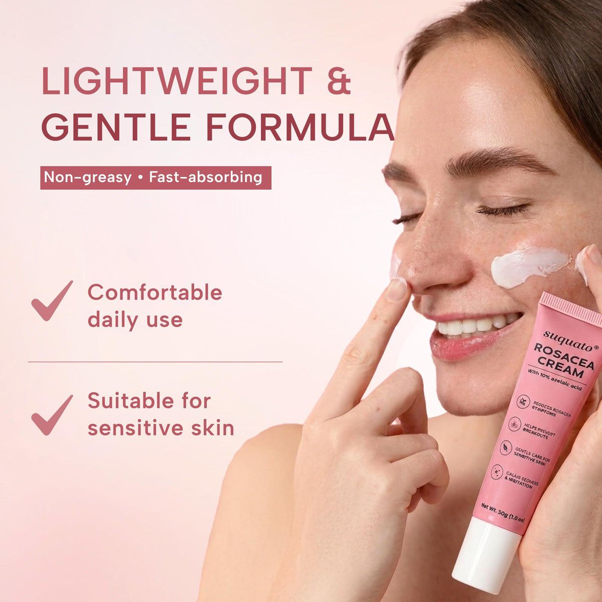 suquato application on hand demonstrating gentle spread and layering benefit