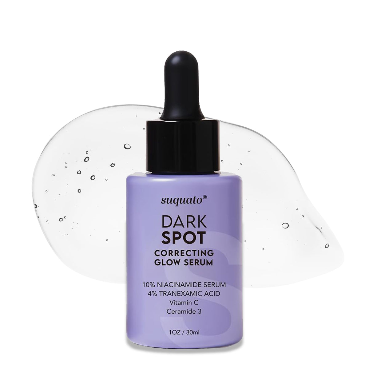 suquato front packaging showing 30ml bottle and clean design, promoting visible brightening