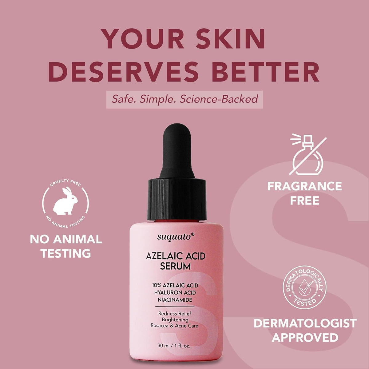 suquato dropper dispensing serum highlighting lightweight absorbency benefit