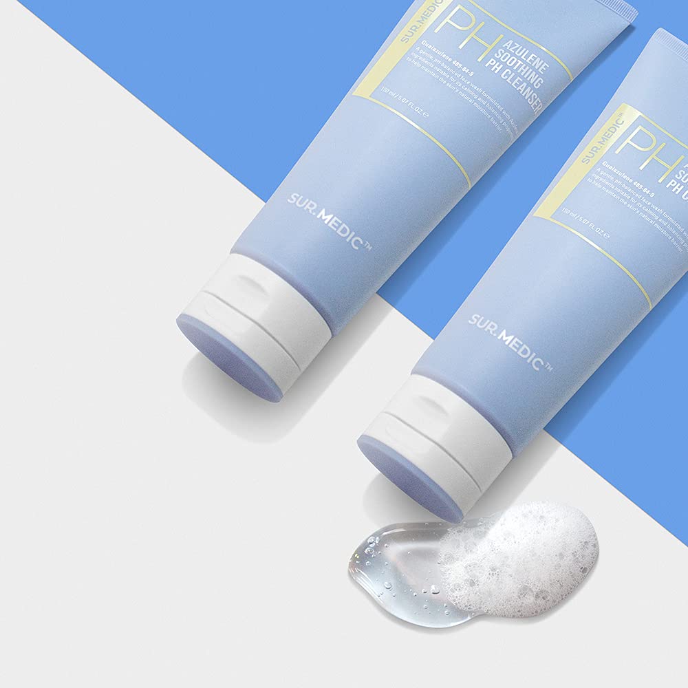 SUR.MEDIC+ placed on bathroom shelf conveying calm skincare routine