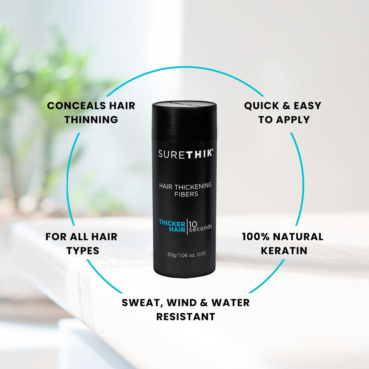 SURETHIK application on hair partline demonstrating instant concealment benefit