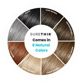 SURETHIK color swatch chart showing eight shades to match natural hair benefit