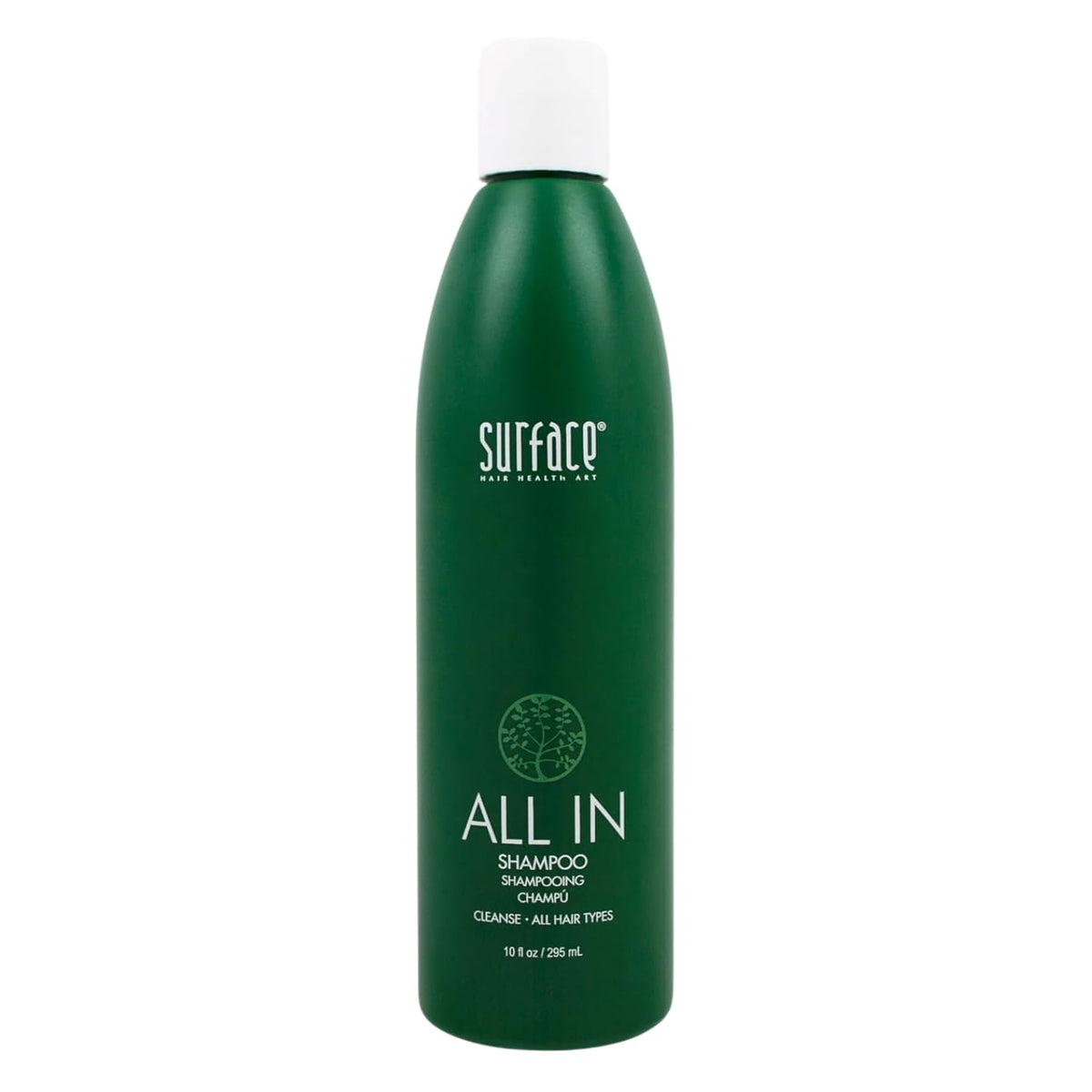SURFACE All In Shampoo front label showing product name and size benefit of clarity