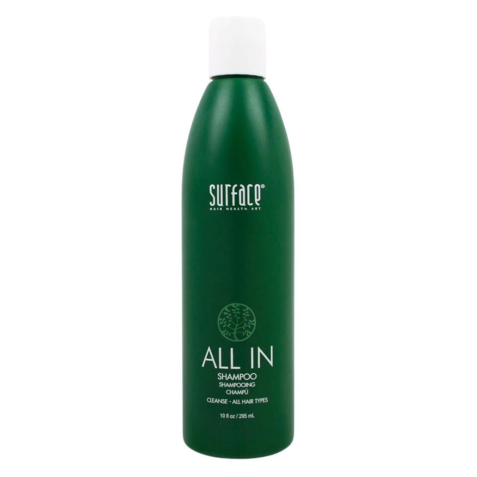 SURFACE All In Shampoo front label showing product name and size benefit of clarity