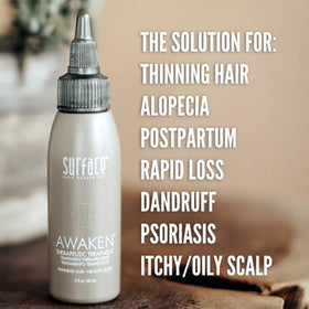 Scale comparison showing SURFACE effects for fuller-looking hair benefit clarity