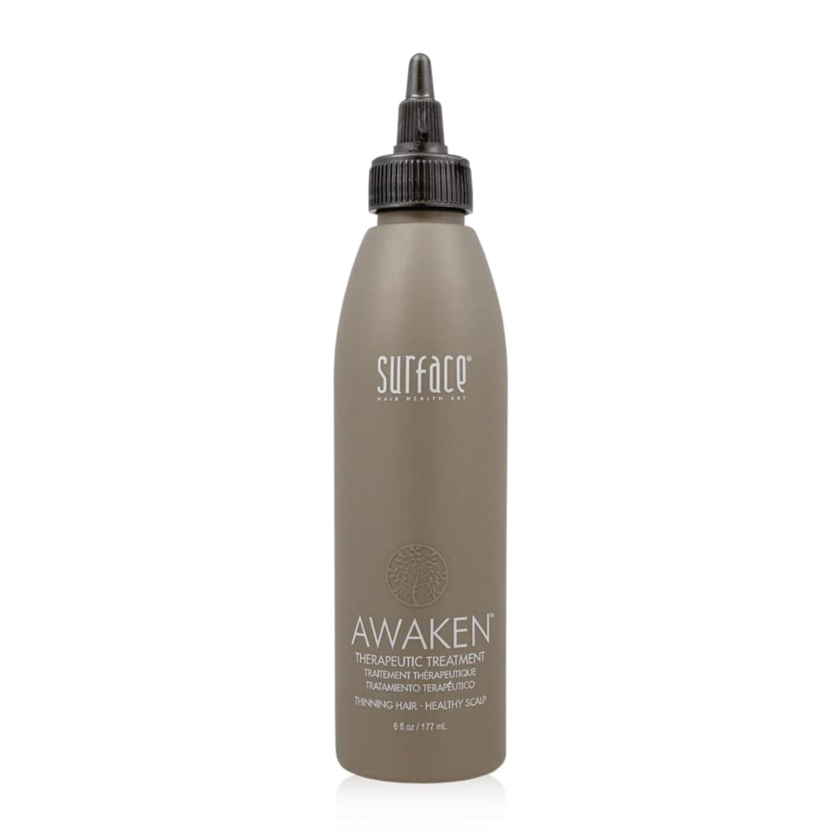 SURFACE Awaken front packaging showing clean bottle and branding benefit scalp rejuvenation