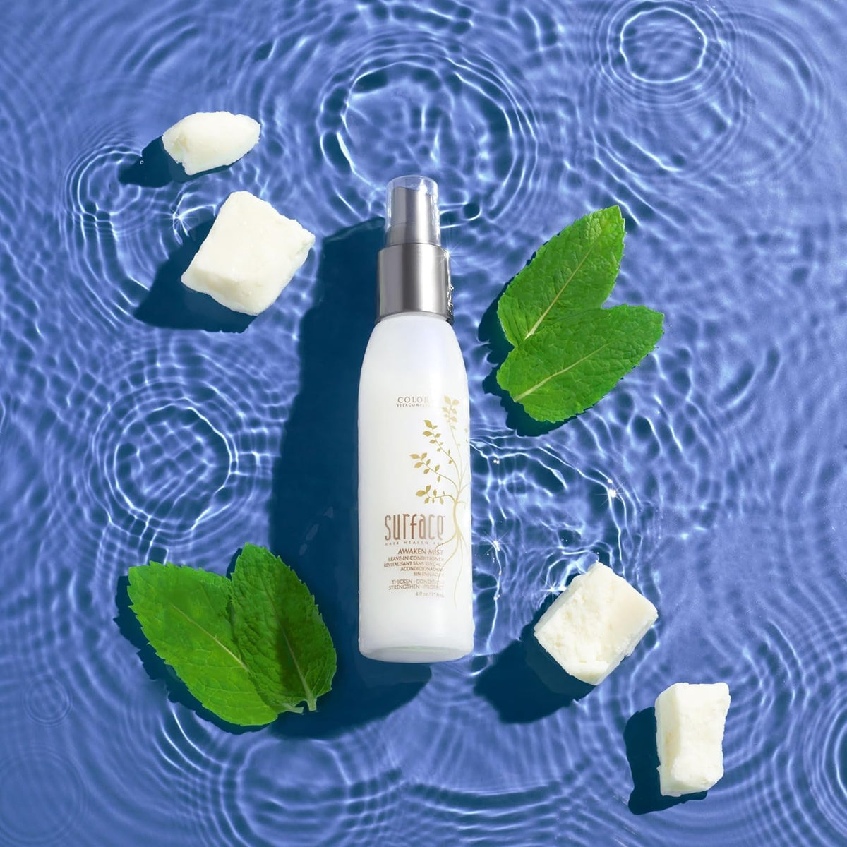 SURFACE Awaken Mist amaranth protein close-up highlighting strengthening ingredient and thicker look
