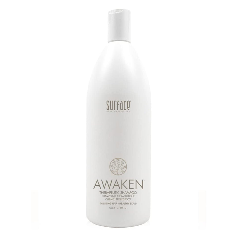 SURFACE Awaken shampoo front bottle showing product and size benefit