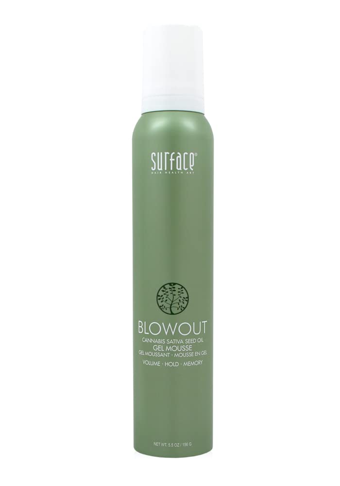 SURFACE blowout gel mousse front packaging shows bottle and brand for clear identification and benefit