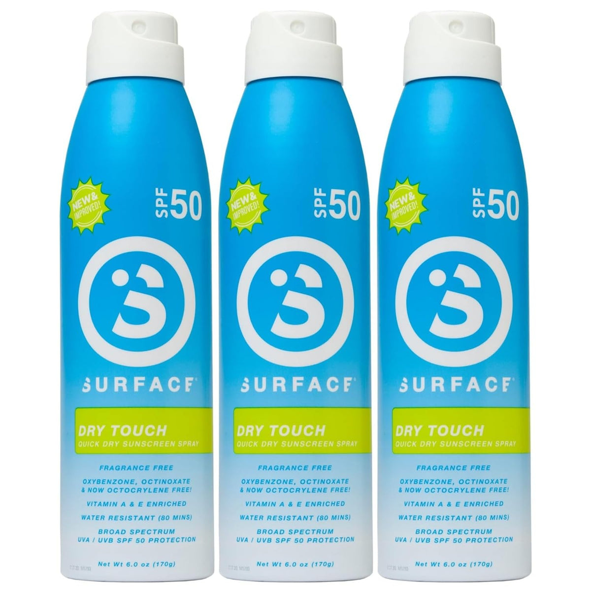 Surface Sun Systems front packaging showing SPF 50 protection and reef friendly benefit