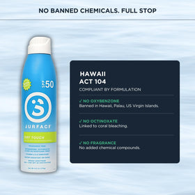 Surface Sun Systems ingredient label showing reef friendly and paraben free benefits