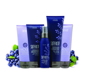 Surface before-and-after hair comparison illustrating reduced brassiness and brighter tone benefit
