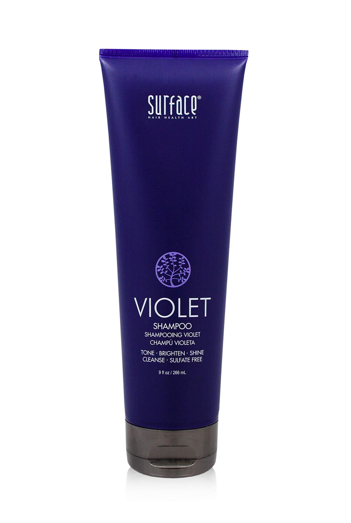 SURFACE front packaging showing bottle and label with calming purple tint for toning benefit