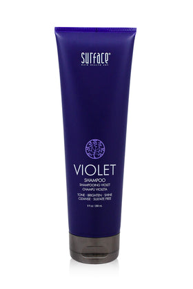 SURFACE front packaging showing bottle and label with calming purple tint for toning benefit